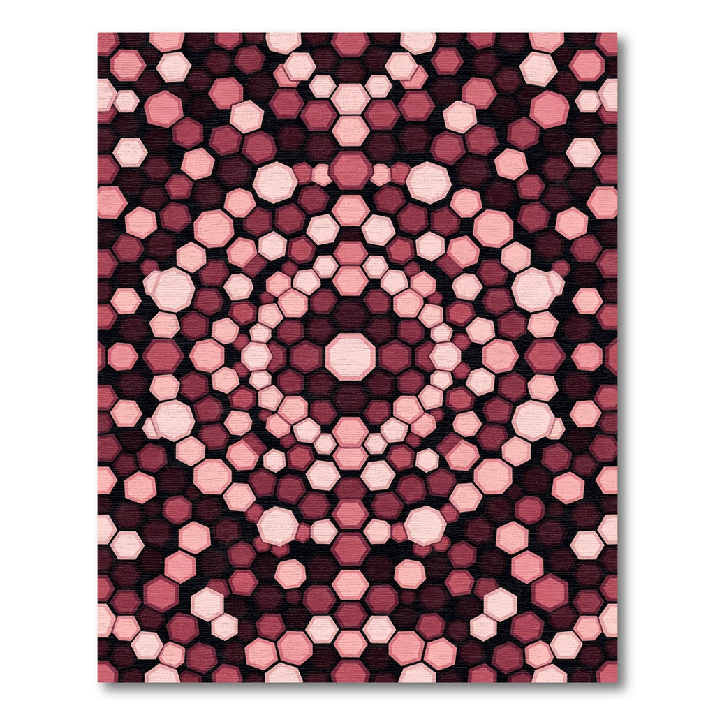 Crimson Pink Hexagonal Mandala Rug