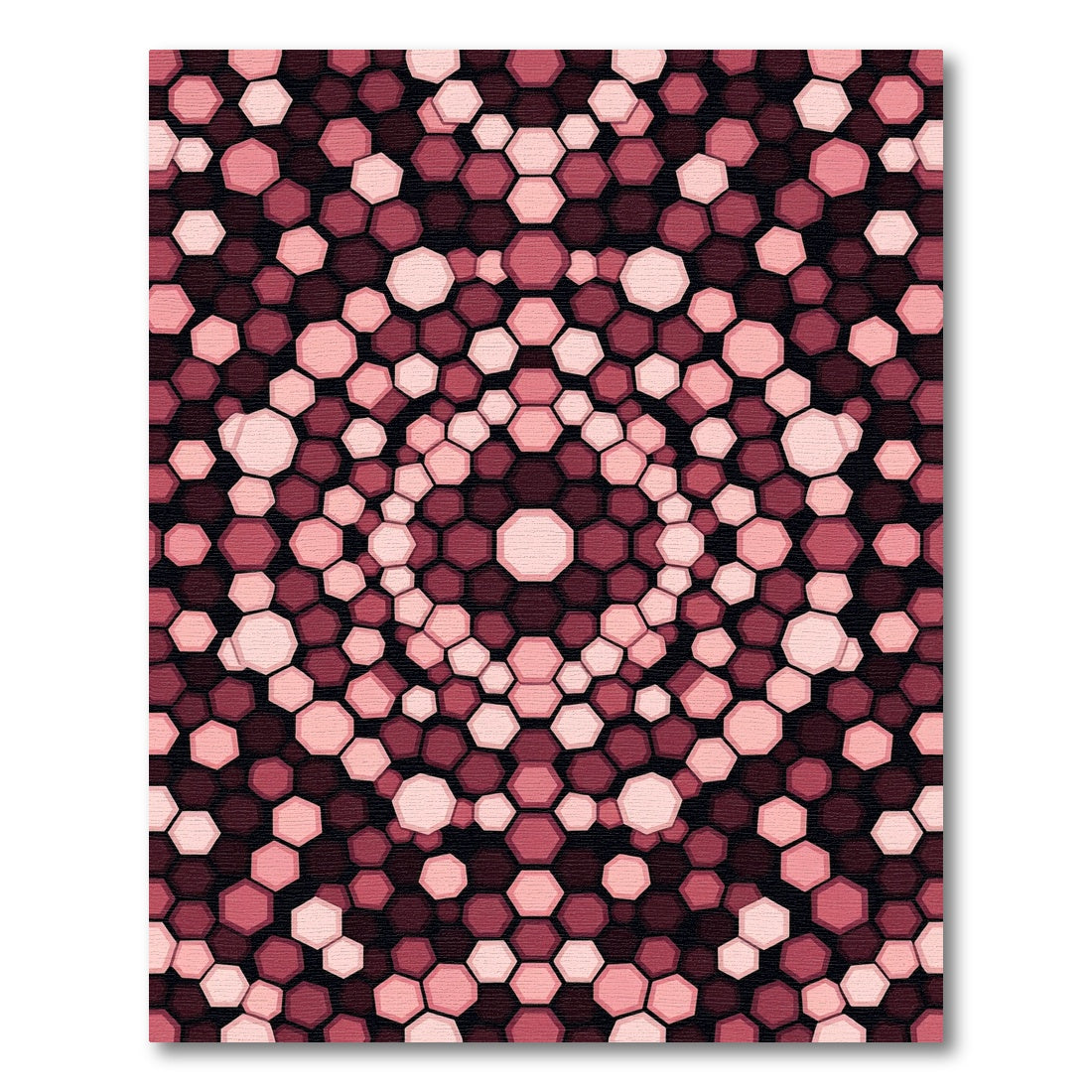 Crimson Pink Hexagonal Mandala Rug