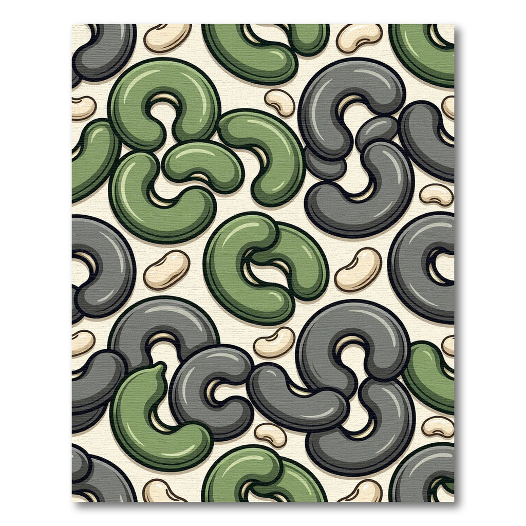 Olive and Charcoal Abstract Cashew Arrangement Rug