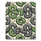 Olive and Charcoal Abstract Cashew Arrangement Rug