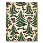 Vintage Botanical Forest Fern Mushroom Illustration Rug