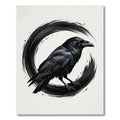 Dark Raven Brushstroke Circle Rug