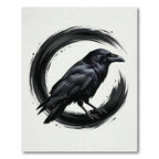 Dark Raven Brushstroke Circle Rug