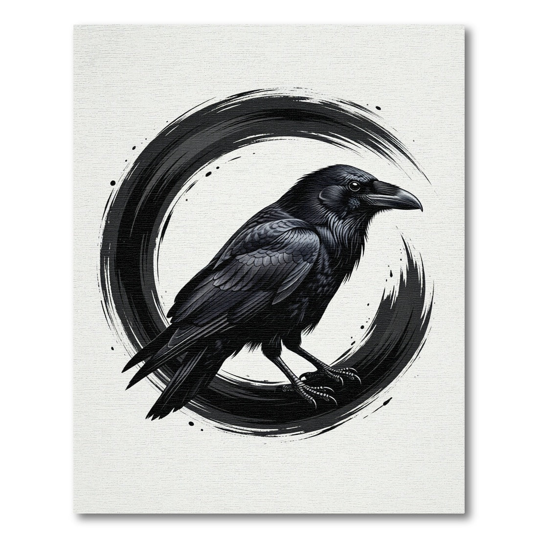 Dark Raven Brushstroke Circle Rug