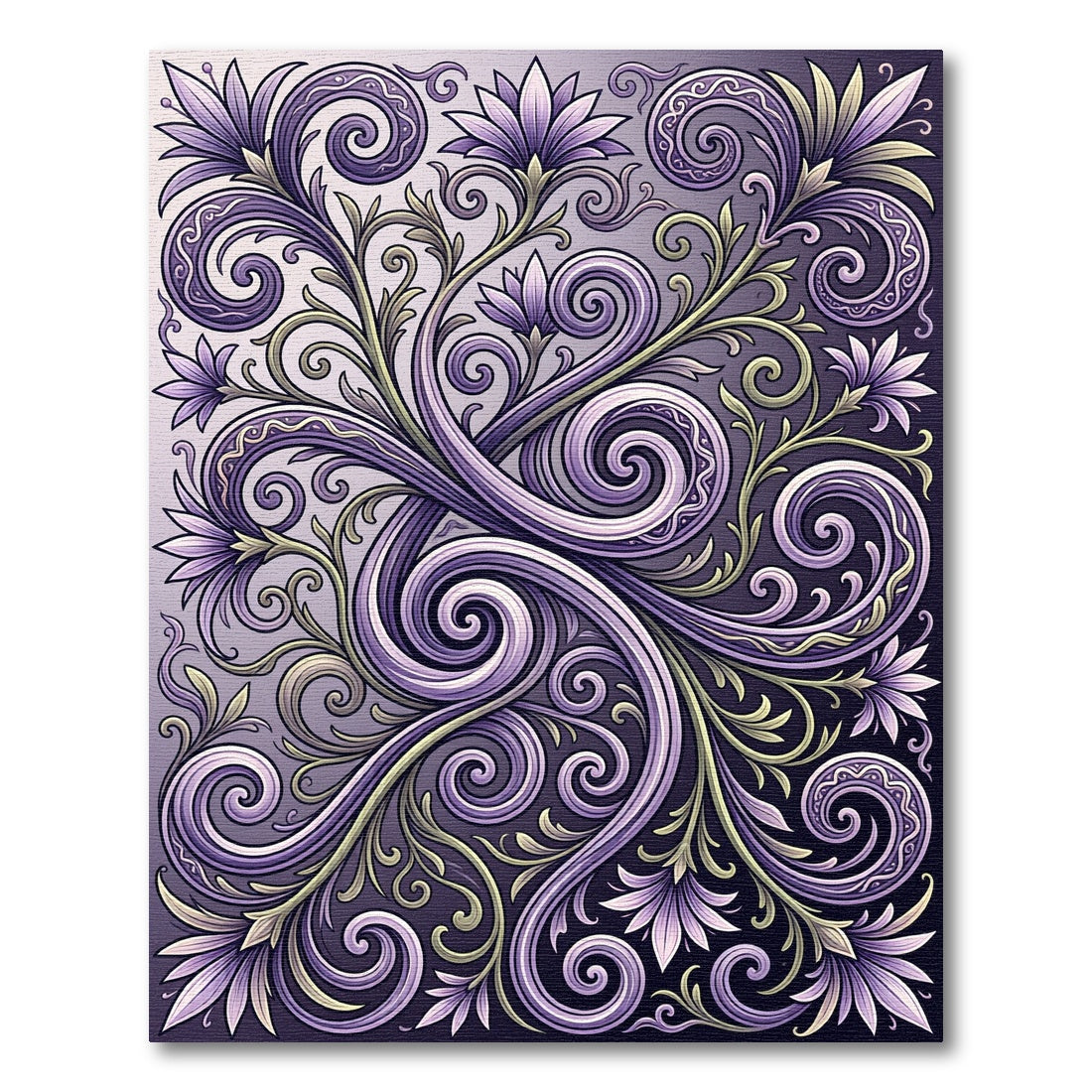 Elegant Purple Floral Swirls Rug