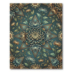 Emerald Teal Chrysanthemum Star Bloom Rug