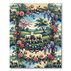 Pastoral Rose Wisteria Garden Lamb Rug