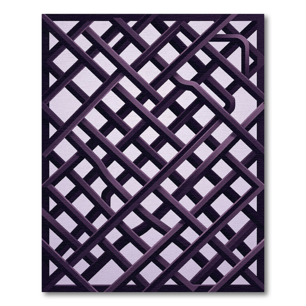 Modern Plum Lavender Interlocking Grid Rug