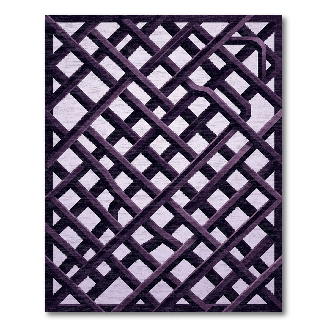 Modern Plum Lavender Interlocking Grid Rug