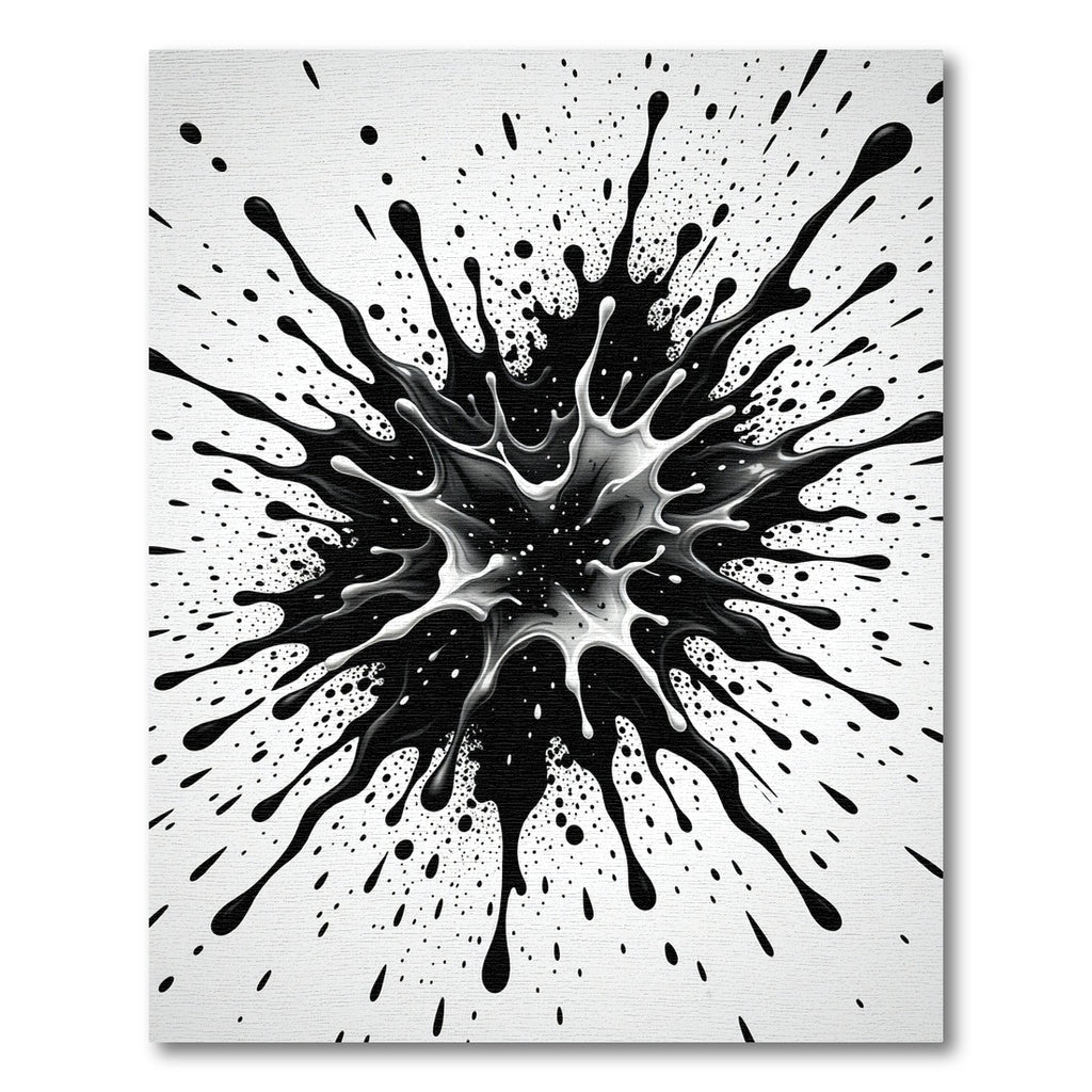 Dynamic Black White Splatter Explosion Rug