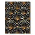 Elegant Gold and Black Fan Art Rug