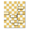 Modern Mustard Gold Geometric Chessboard Rug