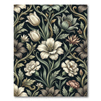 Vintage Dark Floral Botanical Cream Bloom Rug