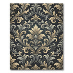 Elegant Gold Charcoal Damask Scroll Rug