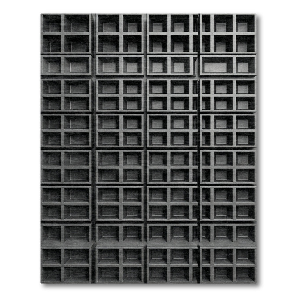 Modern Charcoal Architectural Grid Texture Rug