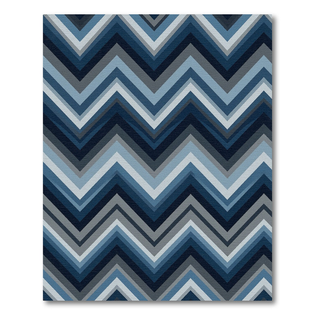 Navy Blue Chevron Zigzag Geometric Art Rug