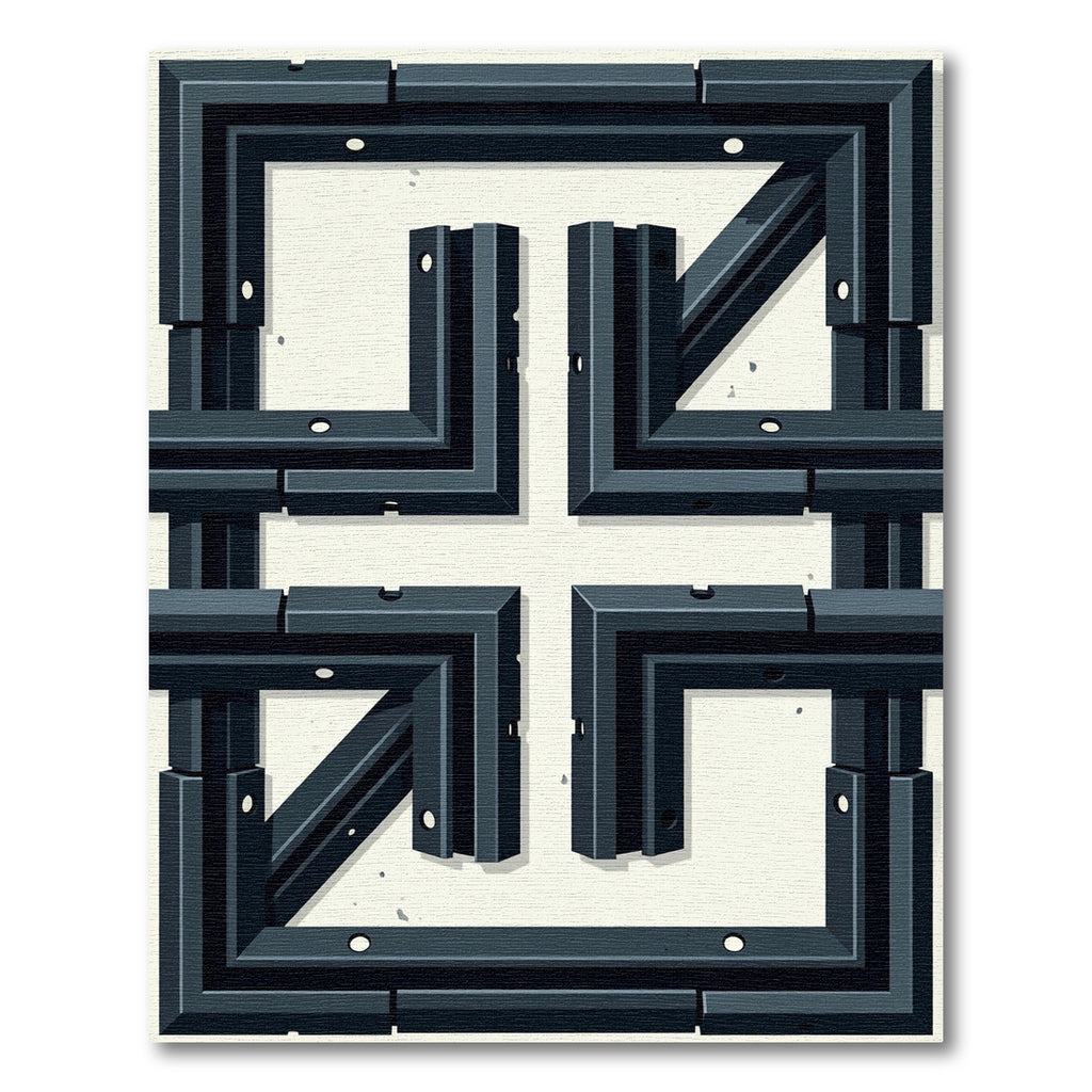 Dark Gray Cubic Maze Structure Rug