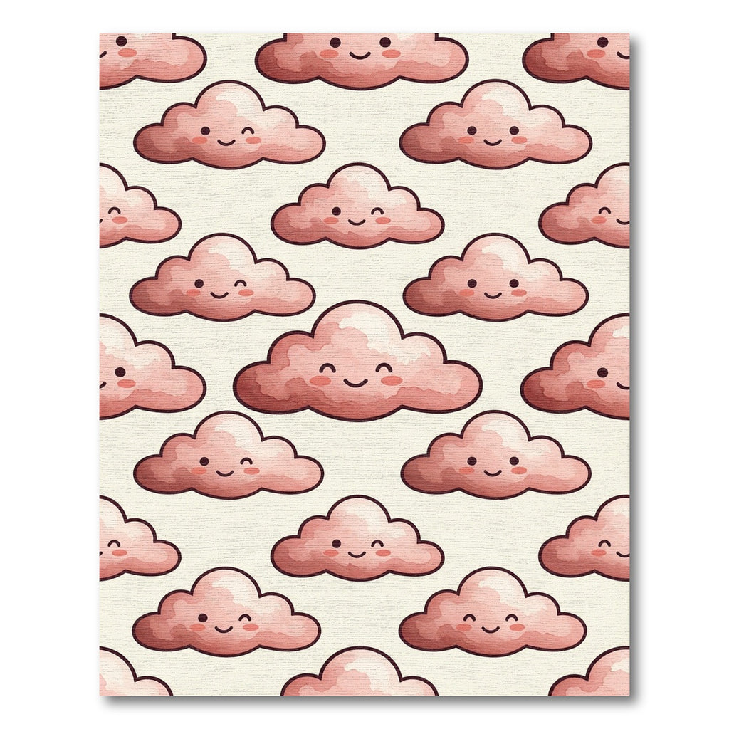 Whimsical Blush Pink Smiling Cloud Rug