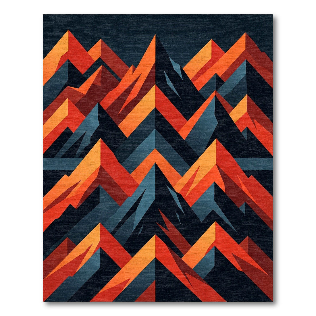 Midnight Orange Geometric Mountain Peaks Rug