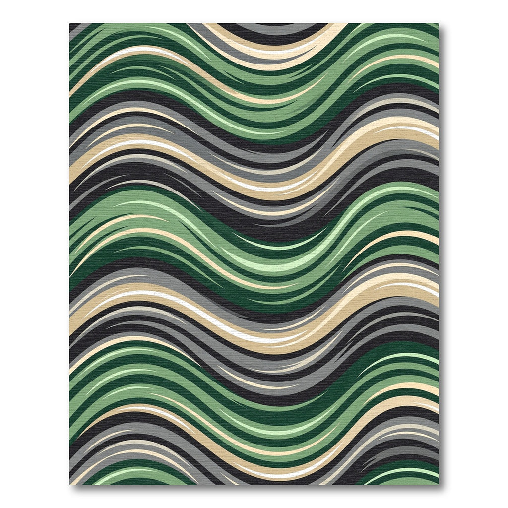 Earthy Wavy Forest Green Stripe Rug