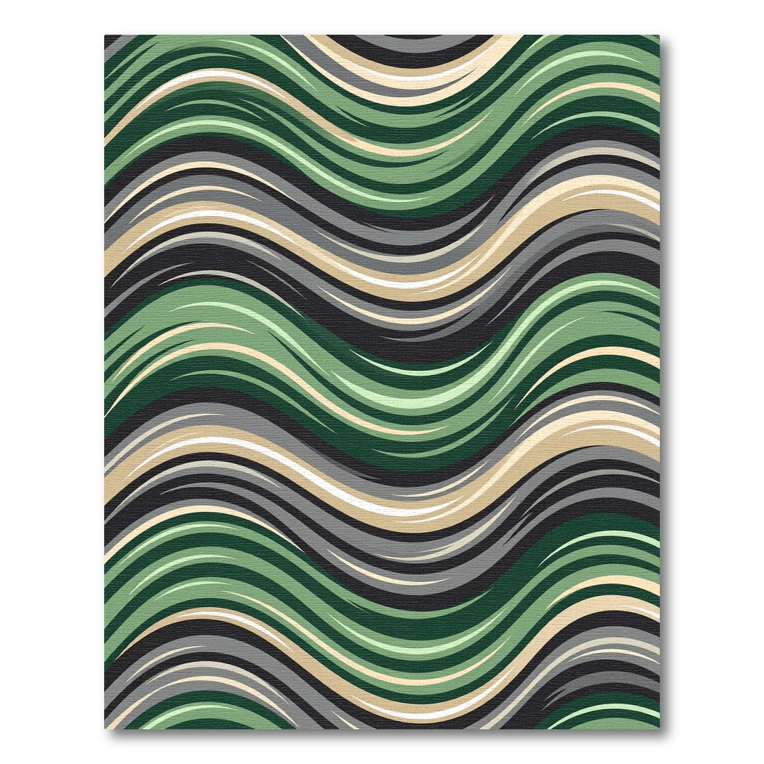Earthy Wavy Forest Green Stripe Rug