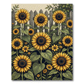 Vibrant Golden Sunflower Garden Illustration Rug