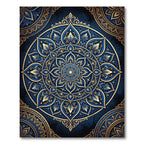 Navy Golden Medallion Mandala Rug