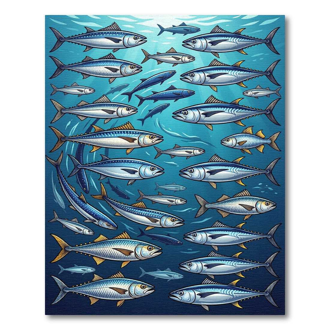 School of Silver Fish Ocean Rug