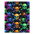Retro Pixel Skull Crossbones Neon Art Rug