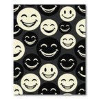 Monochrome Smiling Face Graphic Art Rug