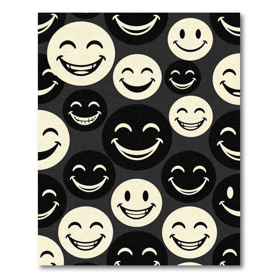 Monochrome Smiling Face Graphic Art Rug