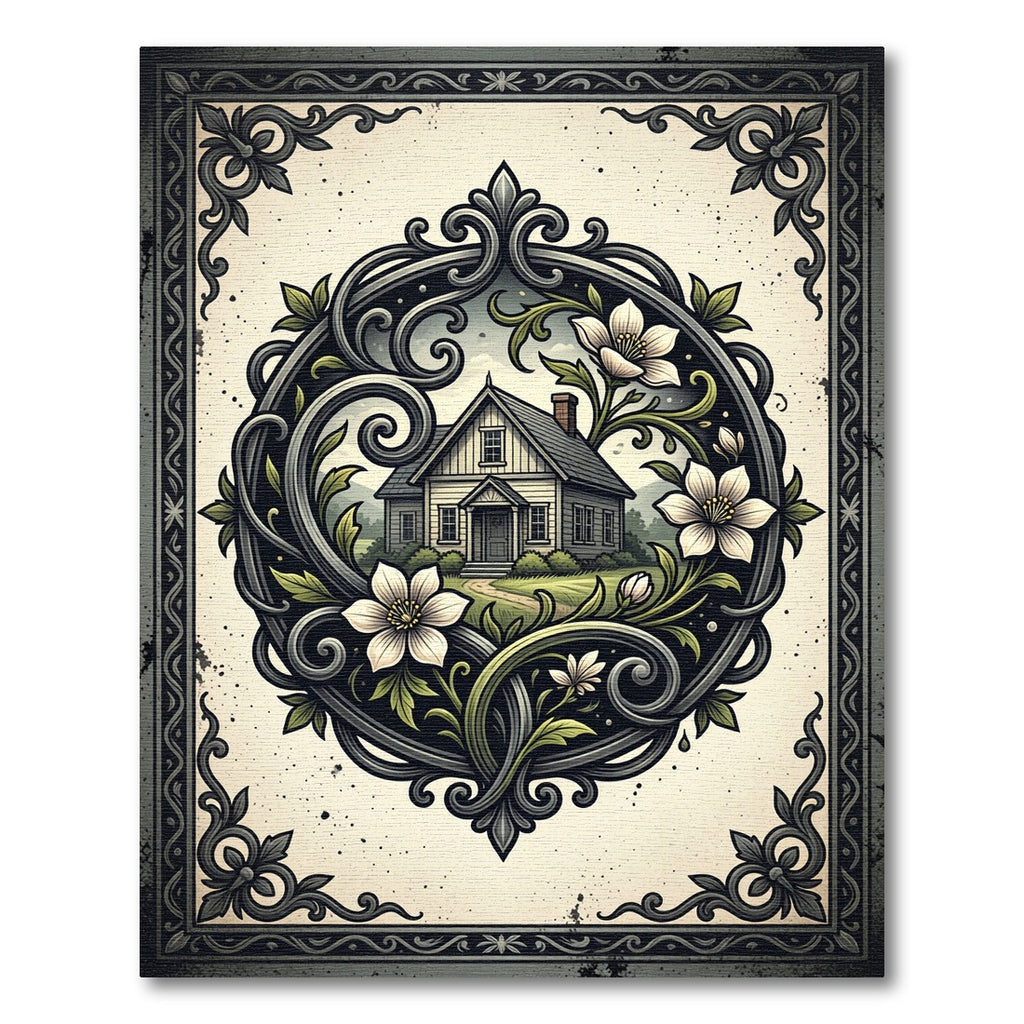 Ornate Floral Cottage Heirloom Illustration Rug