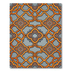 Orange Quatrefoil Filigree Geometric Slate Rug