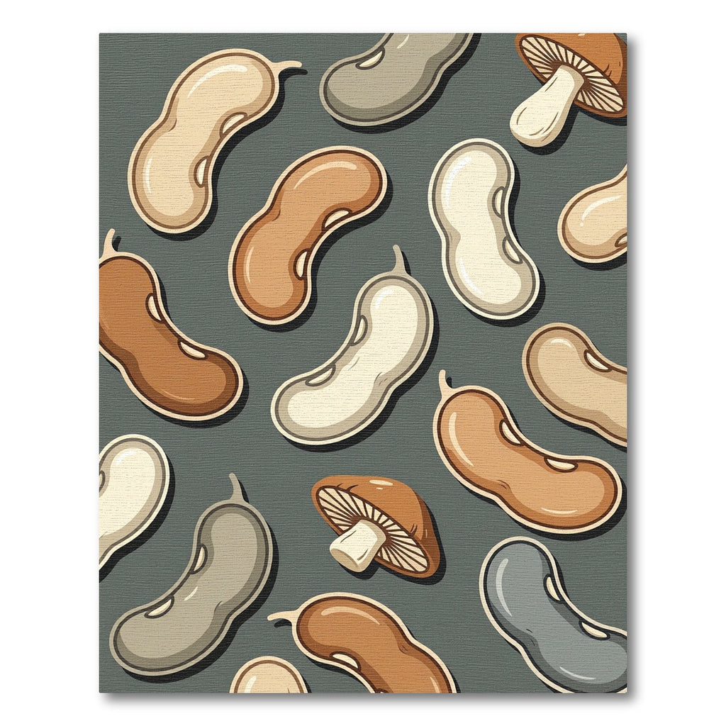 Cute Bean and Mushroom Patchwork Rug