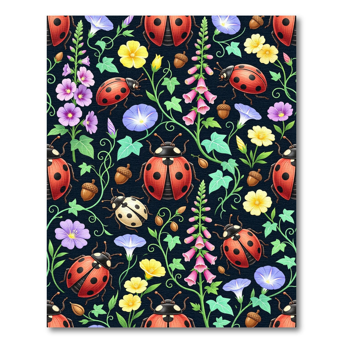 Whimsical Ladybug Garden Floral Rug