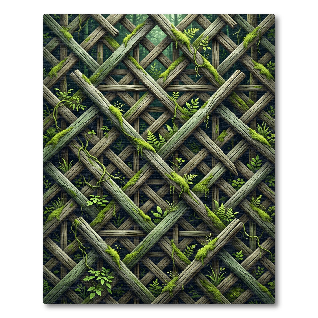 Forest Moss Lattice Trellis Rug