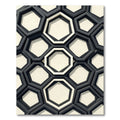 Monochrome Geometric Black and Ivory Hexagons Rug