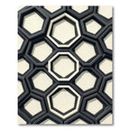 Monochrome Geometric Black and Ivory Hexagons Rug