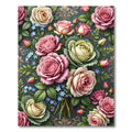 Romantic Pastel Rose Bouquet Floral Rug