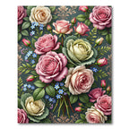 Romantic Pastel Rose Bouquet Floral Rug
