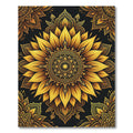 Golden Sunflower Medallion Mandala Art Rug