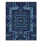 Deep Blue Geometric Floral Medallion Rug