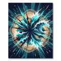 Dynamic Teal Marine Abstract Wave Rug