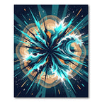 Dynamic Teal Marine Abstract Wave Rug