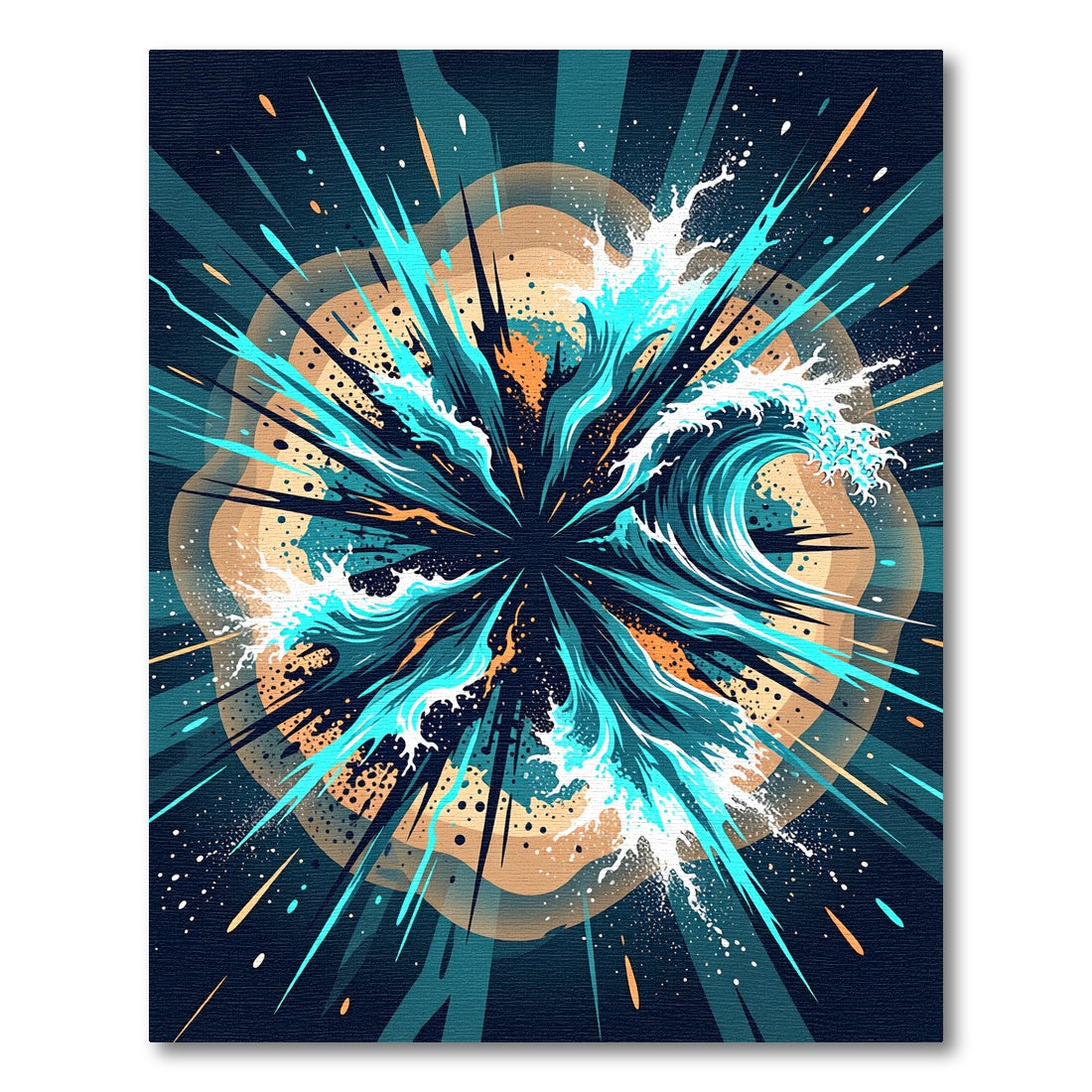 Dynamic Teal Marine Abstract Wave Rug