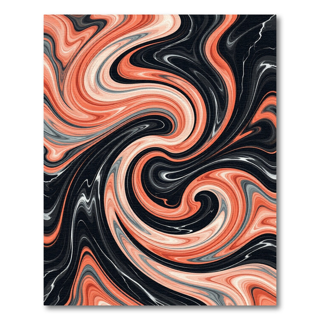 Coral Swirl Marble Black Rug