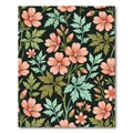 Botanical Peach Floral Dark Garden Rug