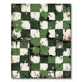 Grungy Green White Checkerboard Splatter Rug