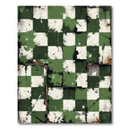 Grungy Green White Checkerboard Splatter Rug