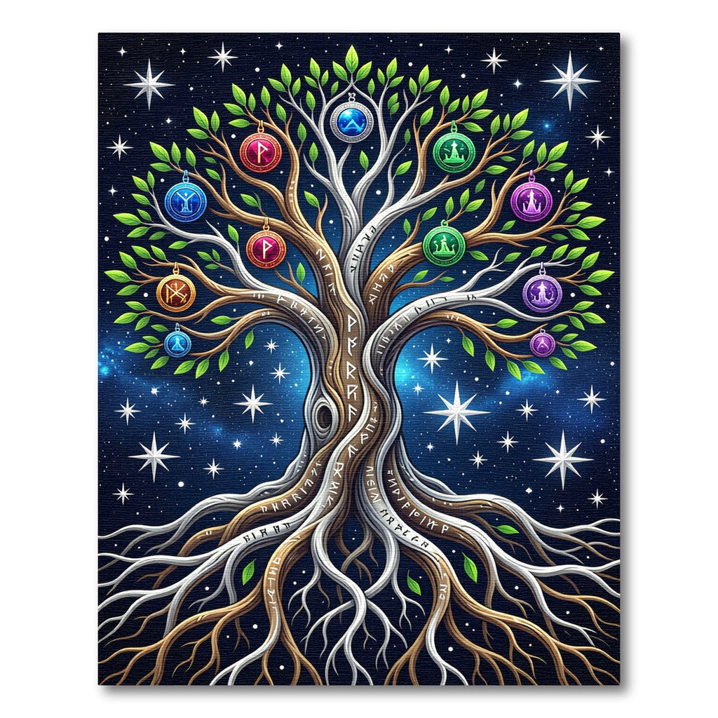 Cosmic Tree of Life Rune Tapestry Rug